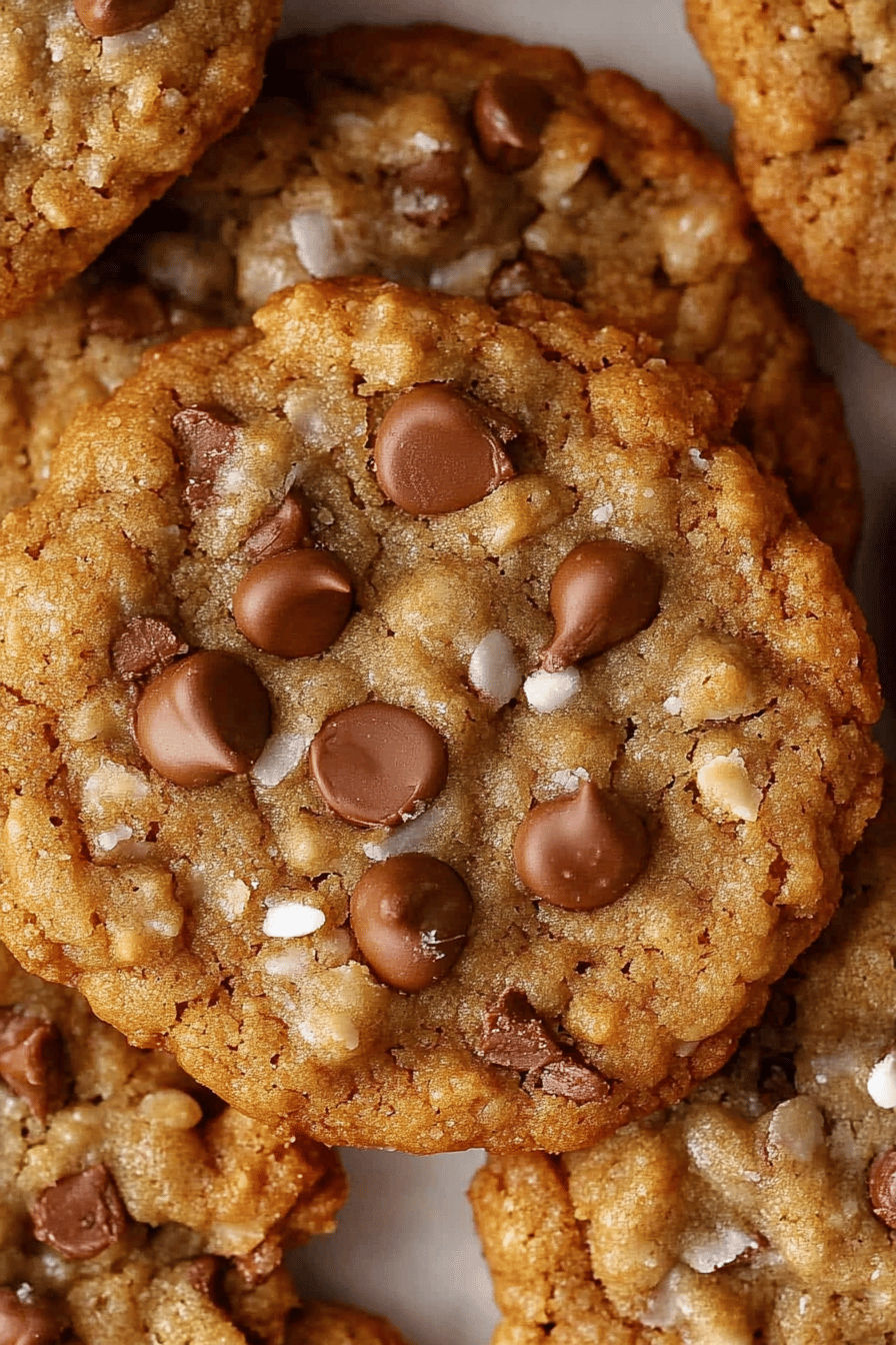 Cowboy Cookies slice on plate showing perfect texture and swirl pattern
