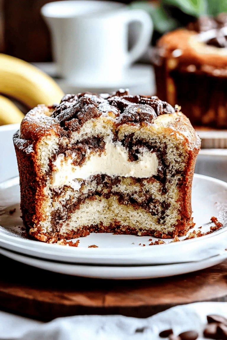 Cream Cheese Stuffed Banana Coffee Cake