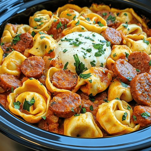 Crockpot Cheese Tortellini Sausage