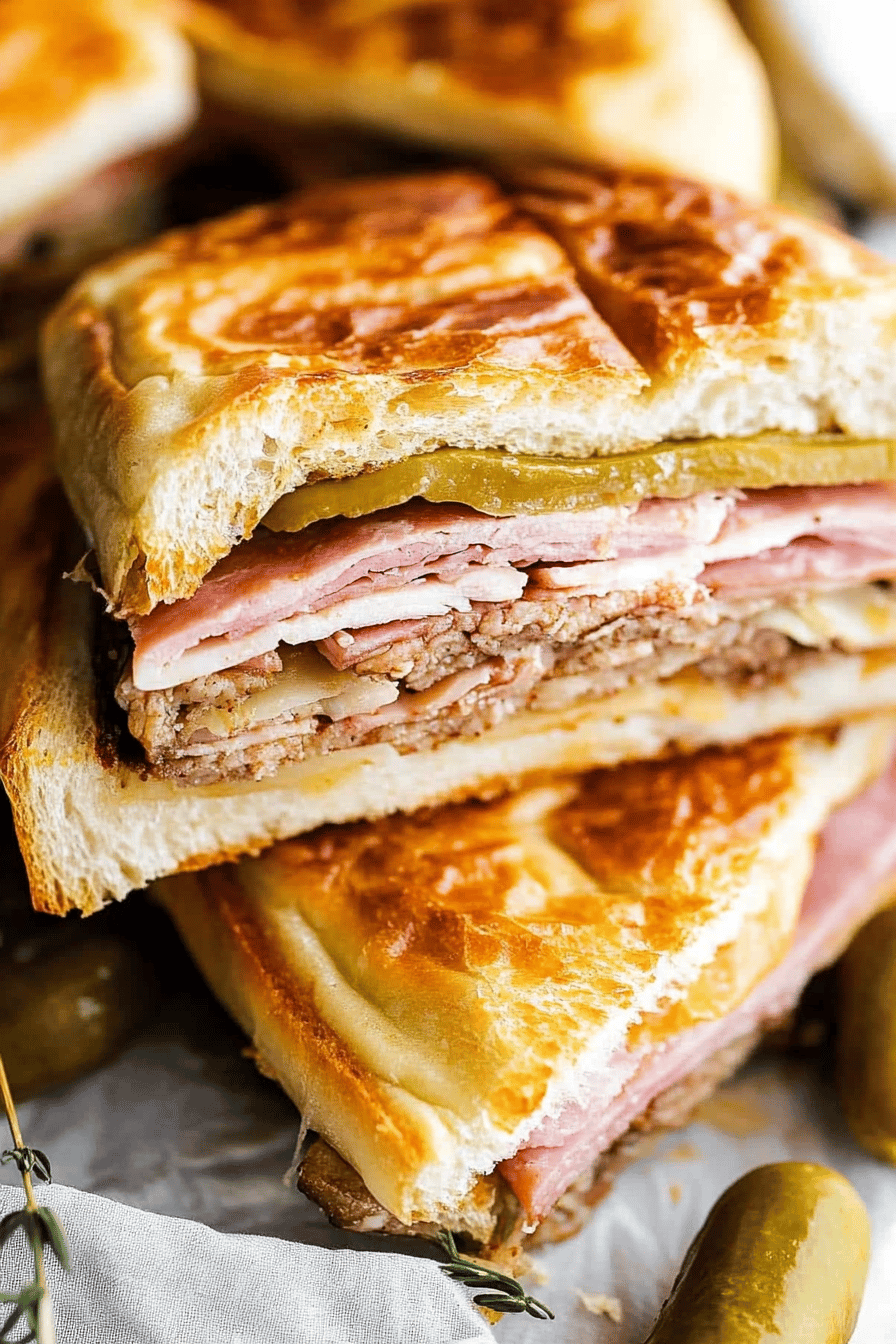 Cuban Sandwich Recipe ingredients organized and measured on kitchen counter