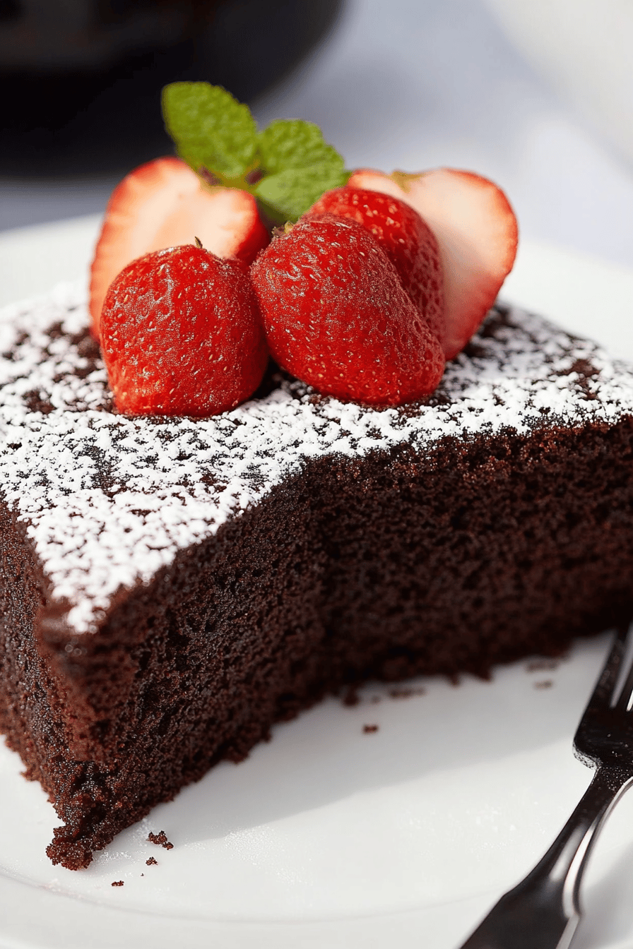 Flourless Chocolate Cake final dish beautifully presented and ready to serve