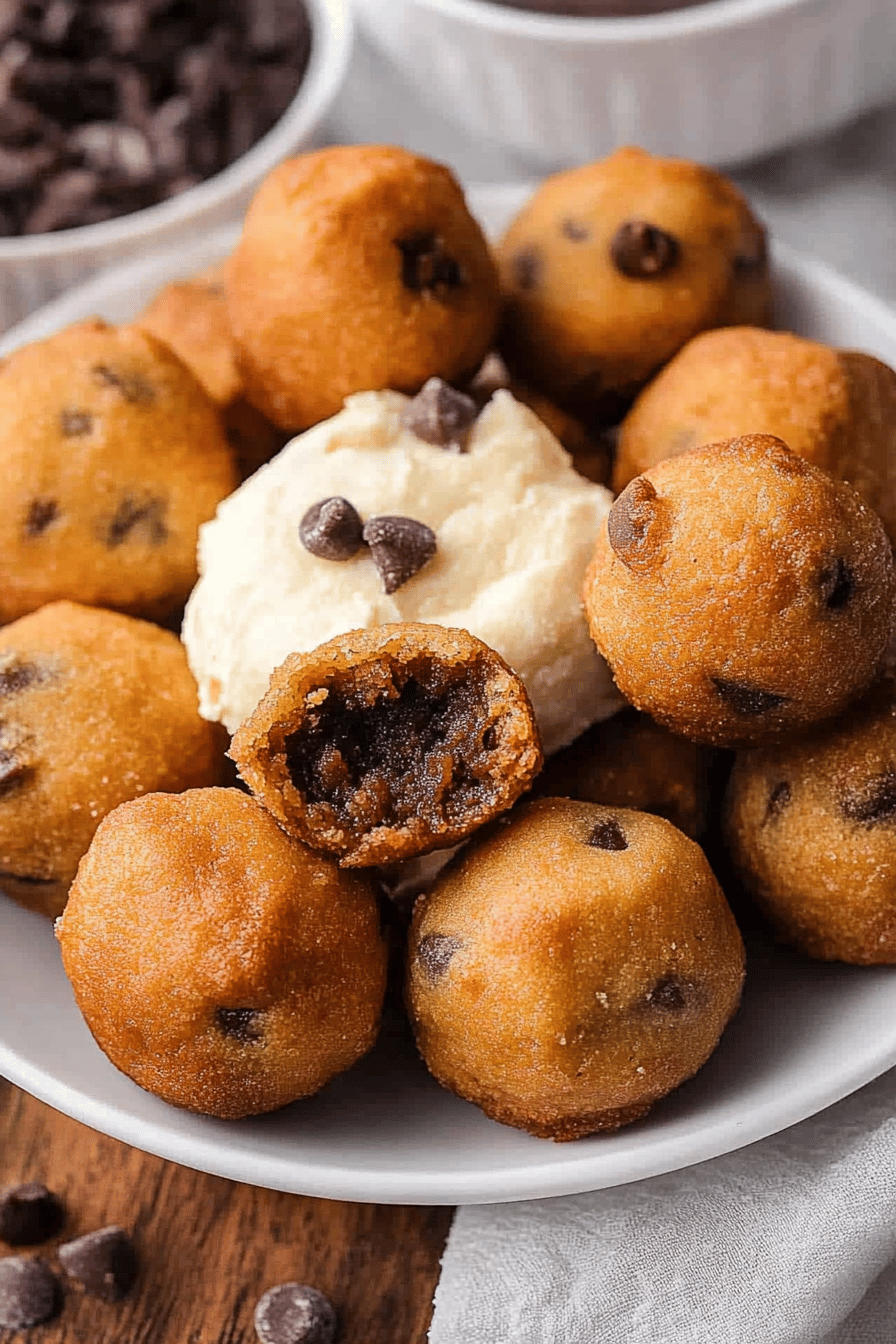 Fried Cookie Dough Bites final dish beautifully presented and ready to serve