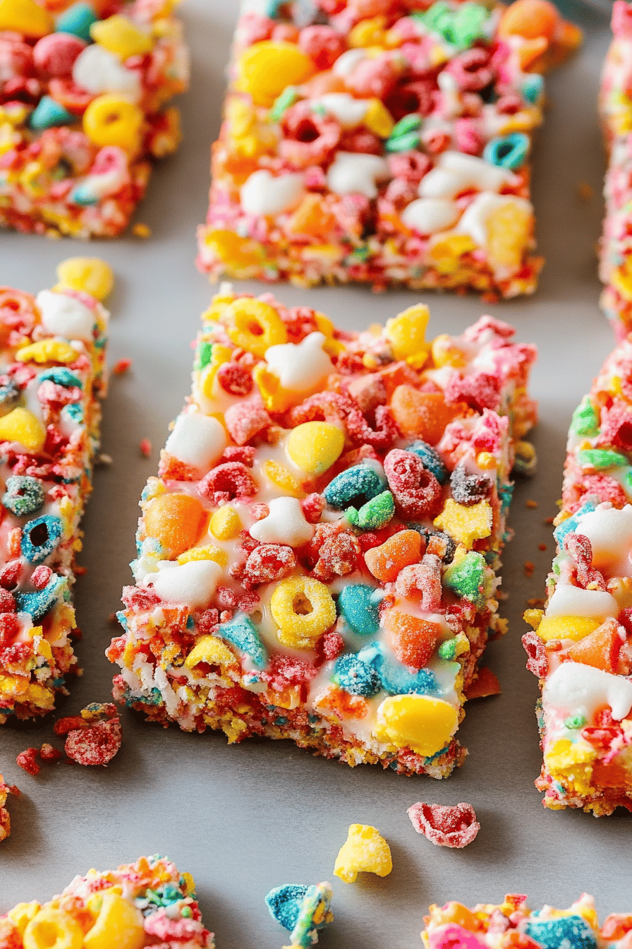 Fruity Pebbles Treats ingredients organized and measured on kitchen counter