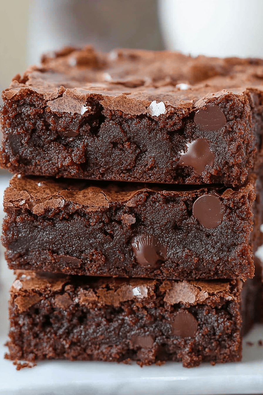 Fudgy Brownies slice on plate showing perfect texture and swirl pattern
