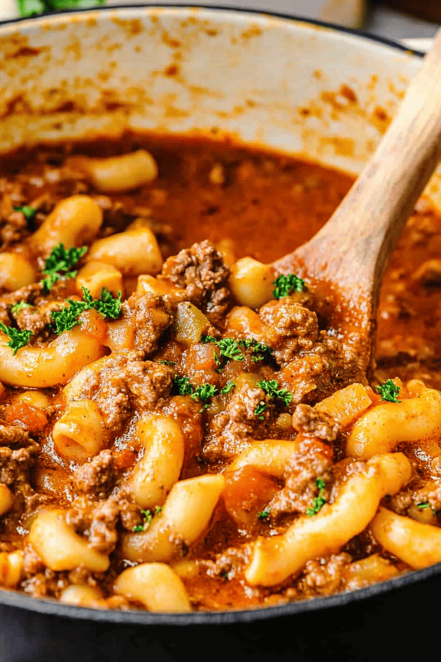 Goulash Recipe ingredients organized and measured on kitchen counter