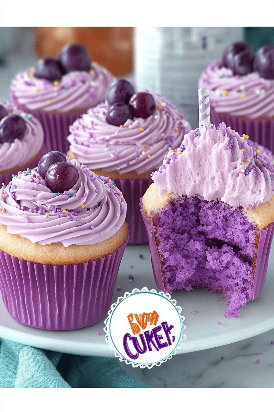 Grape Soda Cupcakes final dish beautifully presented and ready to serve