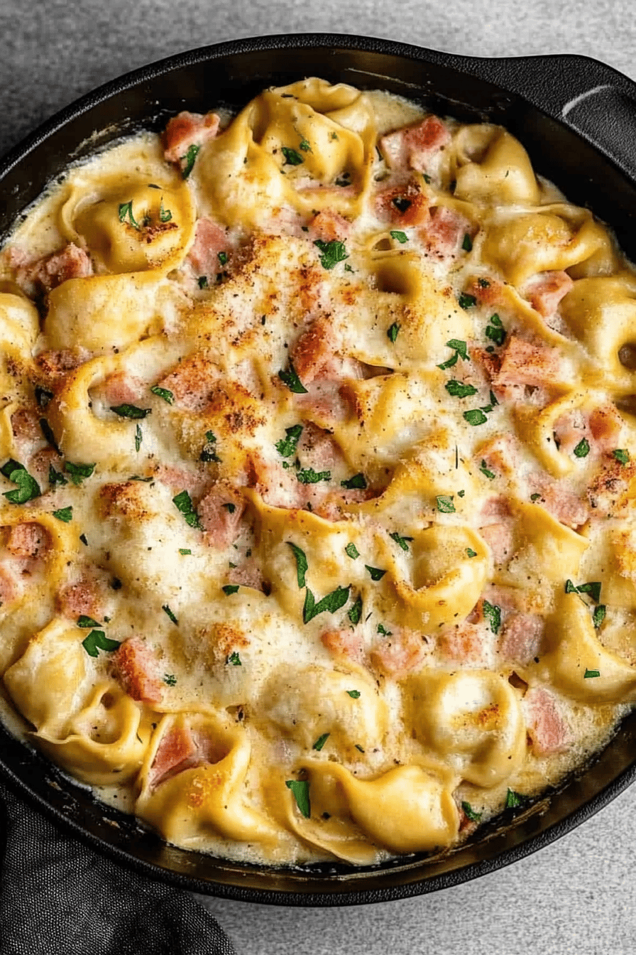 Ham Cheese Tortellini ingredients organized and measured on kitchen counter