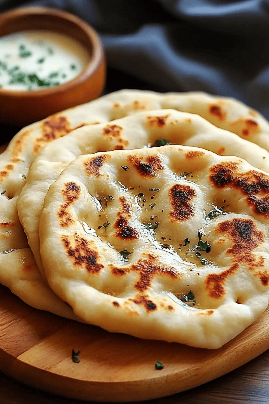 Homemade Naan Bread final dish beautifully presented and ready to serve