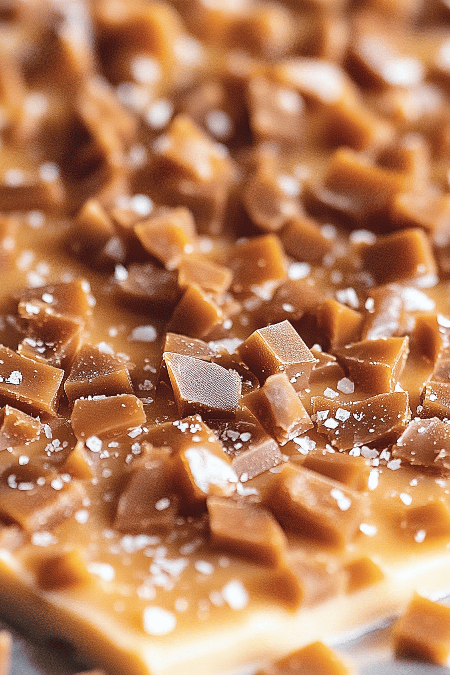 Homemade Toffee Bits slice on plate showing perfect texture and swirl pattern