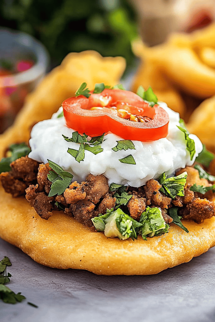 Indian Fry Bread slice on plate showing perfect texture and swirl pattern