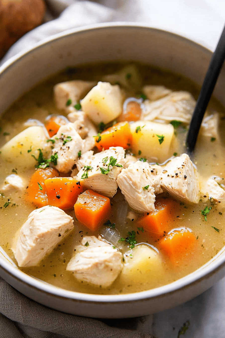 Instant Pot Chicken Stew final dish beautifully presented and ready to serve