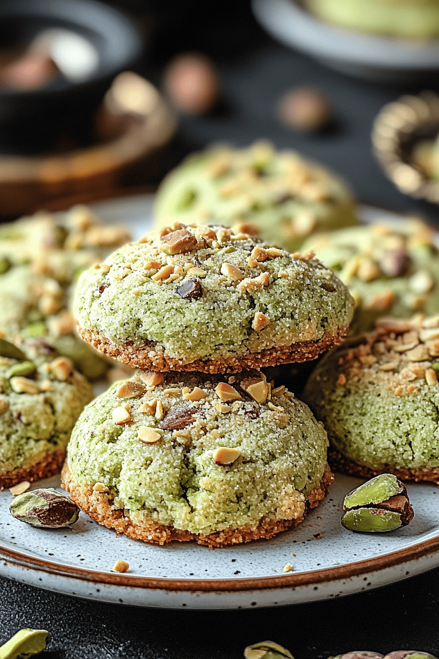 Italian Pistachio Cookies ingredients organized and measured on kitchen counter