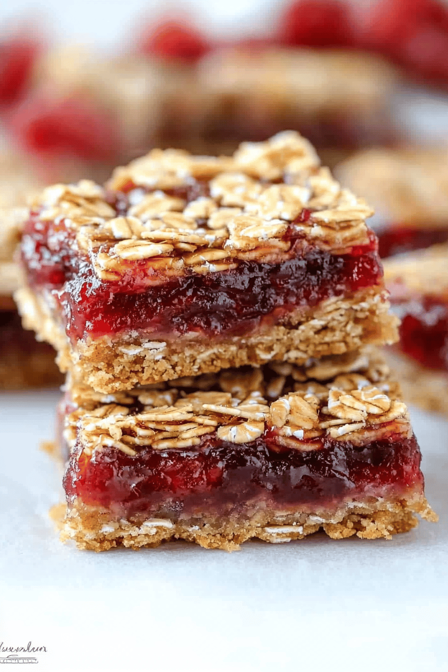 Jam-Filled Oatmeal Bars ingredients organized and measured on kitchen counter