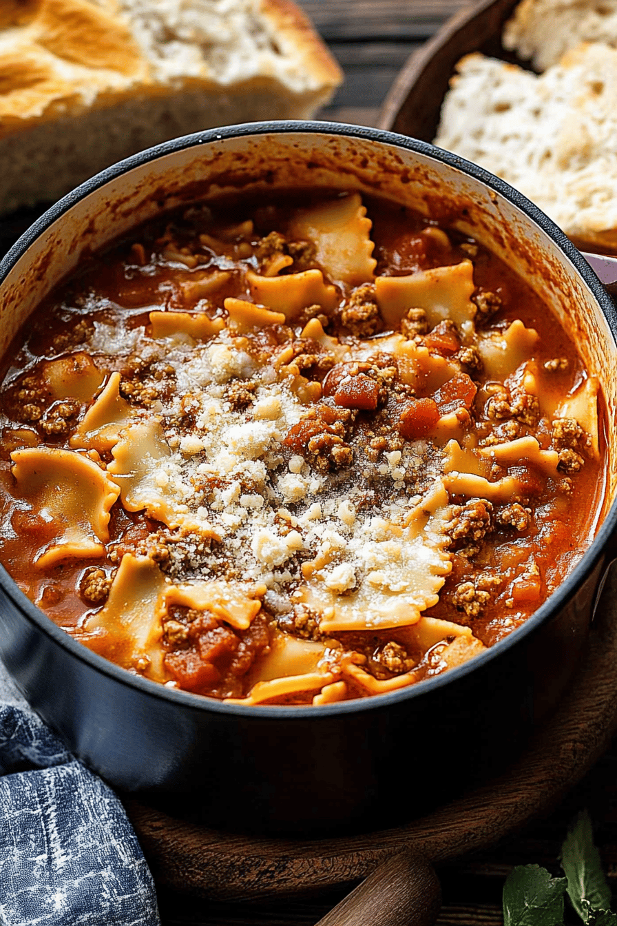 Lasagna Soup final dish beautifully presented and ready to serve