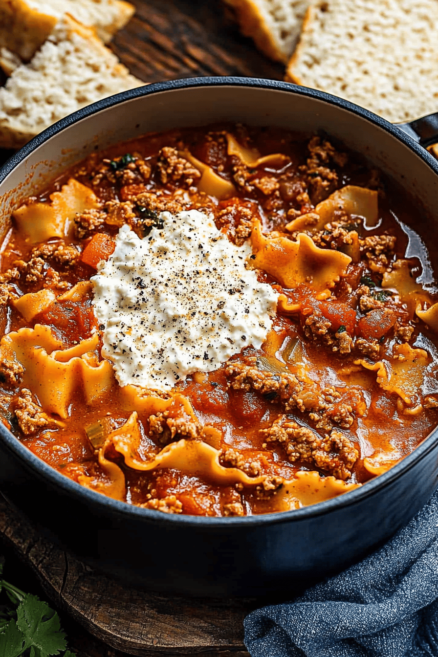 Lasagna Soup ingredients organized and measured on kitchen counter