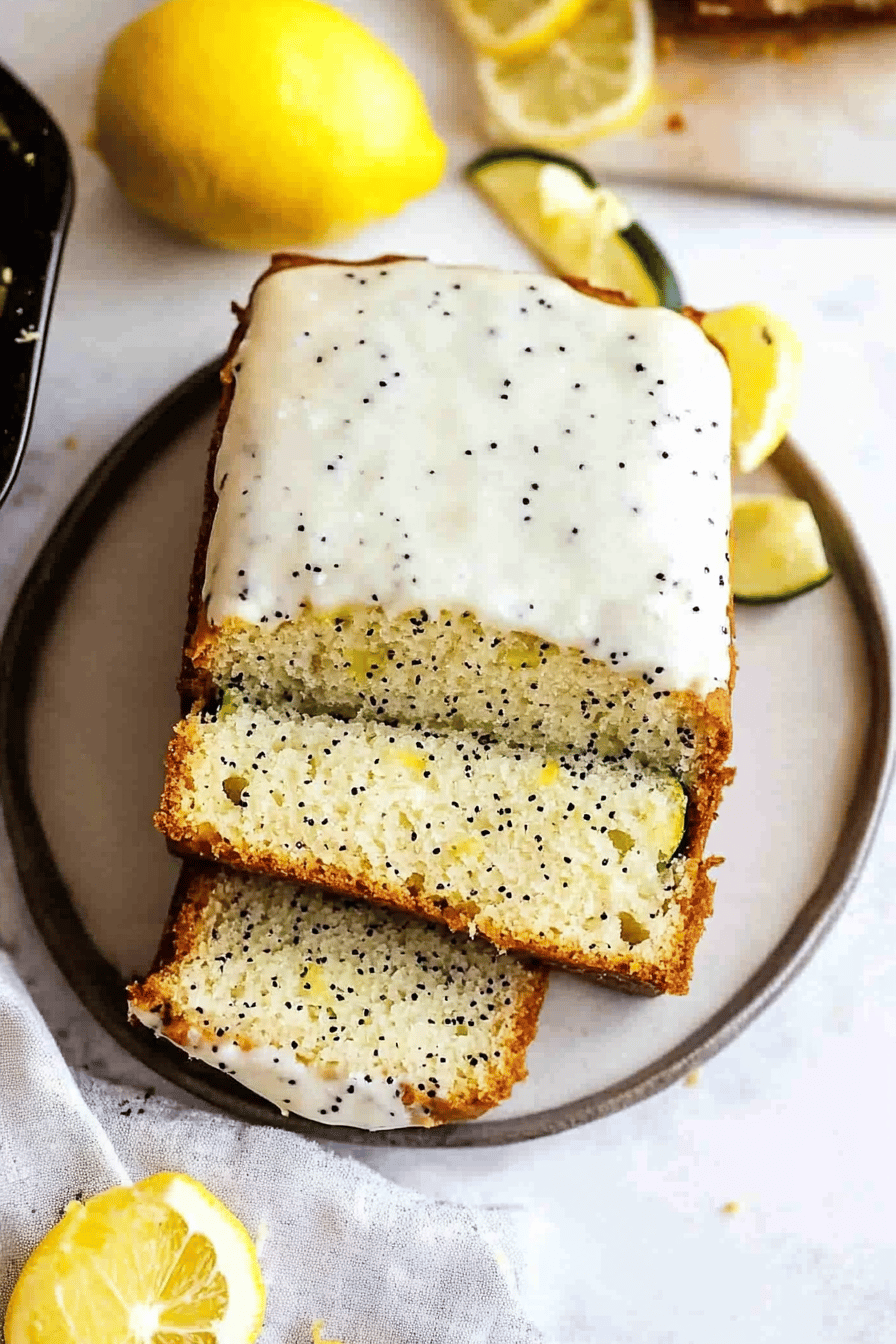 Lemon Poppy Seed Zucchini Bread final dish beautifully presented and ready to serve