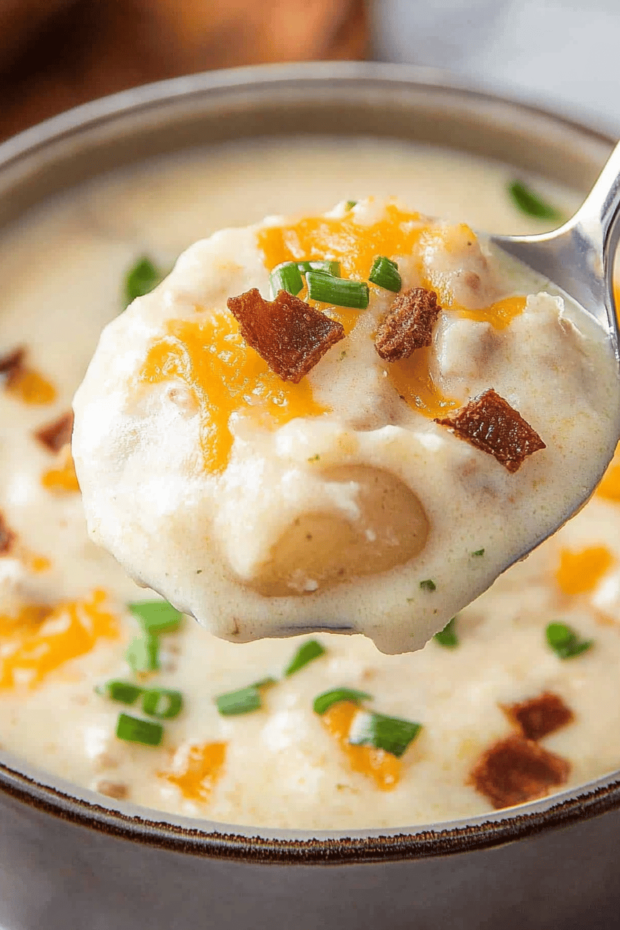 Loaded Baked Potato Soup final dish beautifully presented and ready to serve