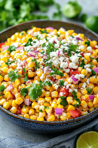 Mexican Corn Salad ingredients organized and measured on kitchen counter