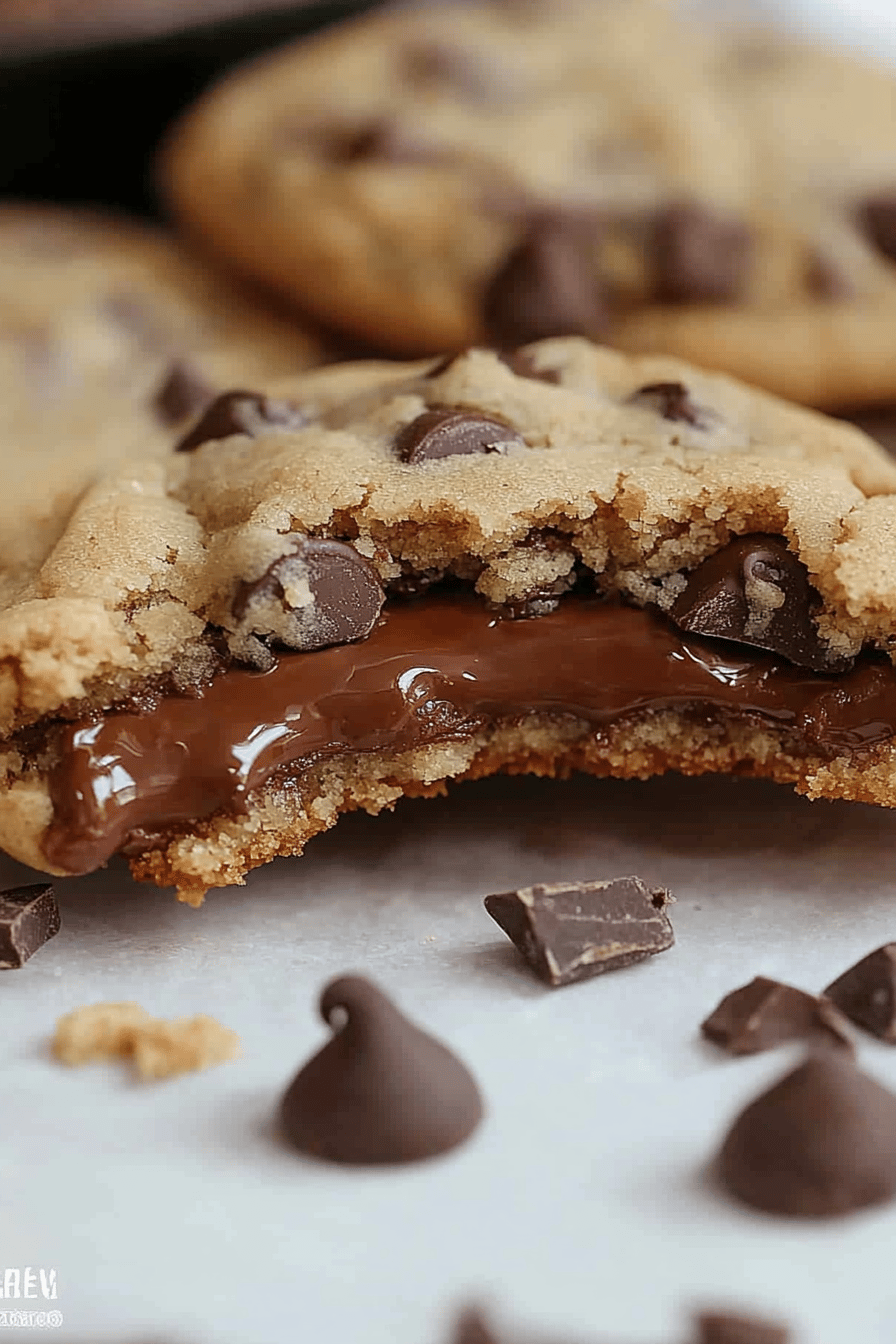 Nutella-Stuffed Chocolate Chip Cookies final dish beautifully presented and ready to serve