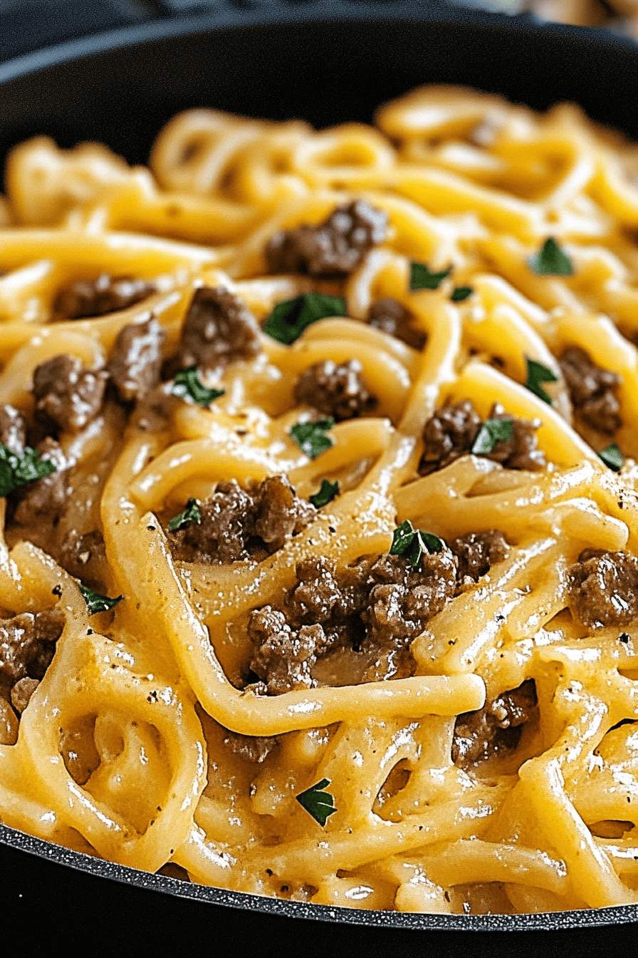 One-Pot Beef Pasta slice on plate showing perfect texture and swirl pattern