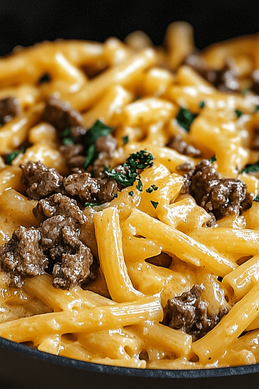 One-Pot Beef Pasta final dish beautifully presented and ready to serve