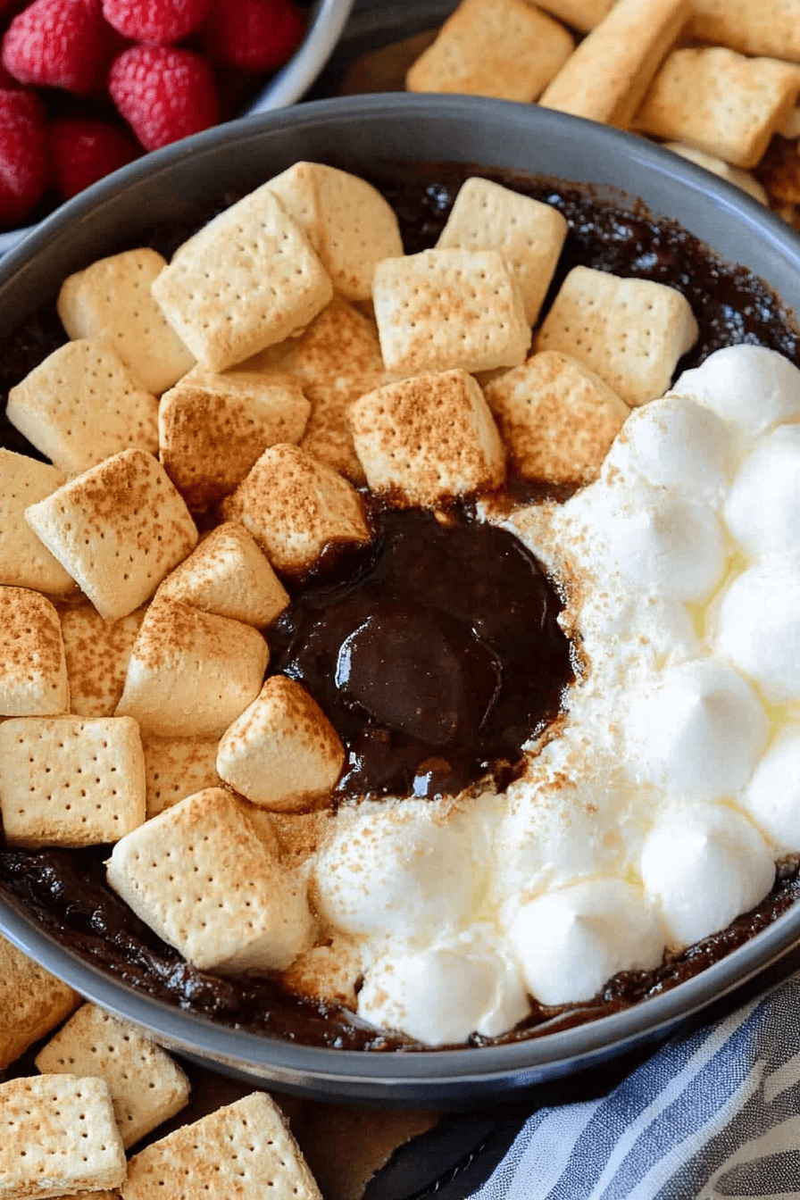 Oven S'mores Dip final dish beautifully presented and ready to serve