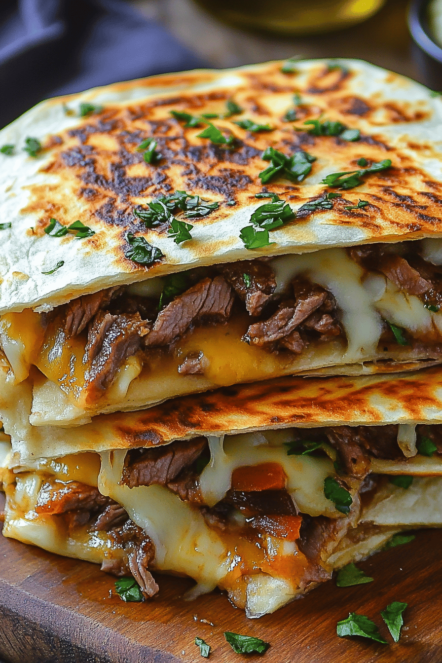Philly Cheese Steak Quesadillas final dish beautifully presented and ready to serve
