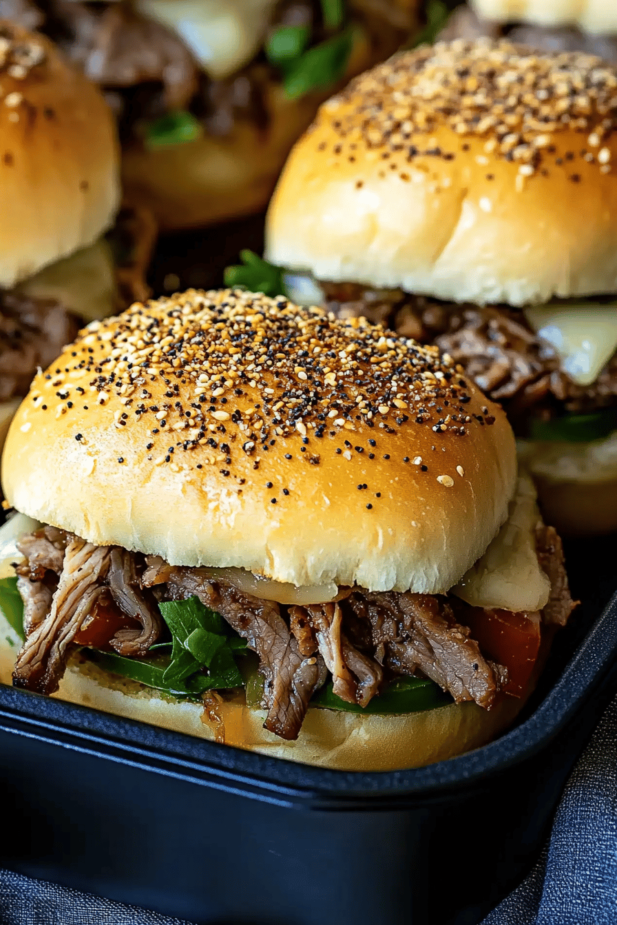 Philly Cheesesteak Sliders Recipe slice on plate showing perfect texture and swirl pattern