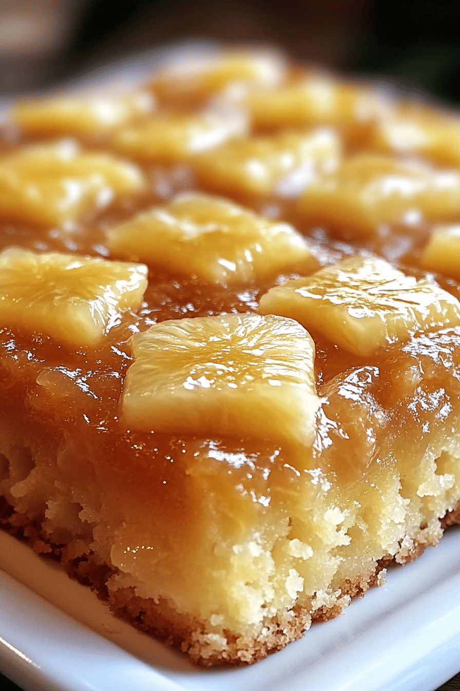 Pineapple Glazed Poke Cake final dish beautifully presented and ready to serve