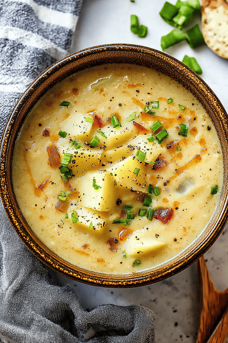 Potato Soup Recipe ingredients organized and measured on kitchen counter