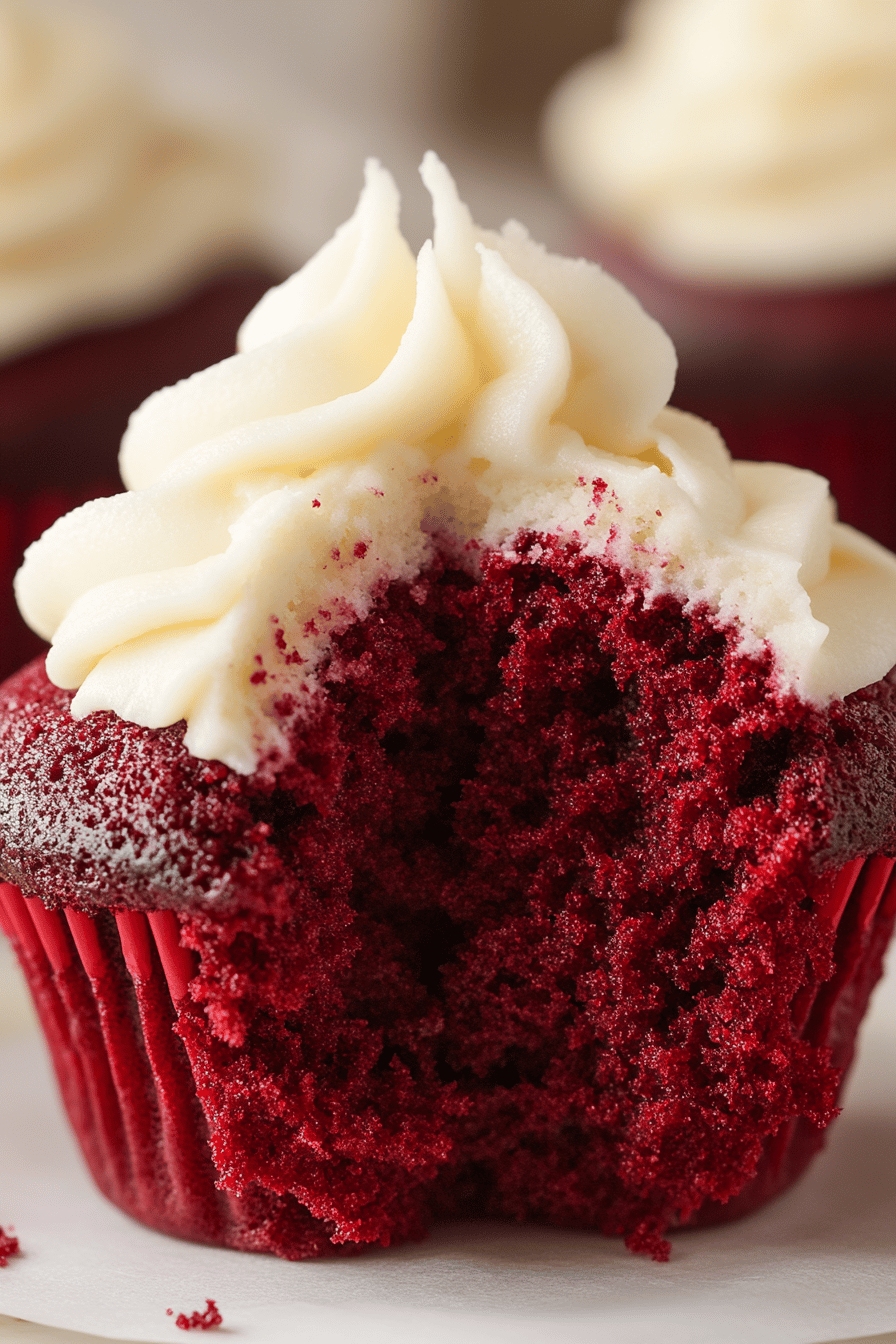 Red Velvet Cupcakes ingredients organized and measured on kitchen counter