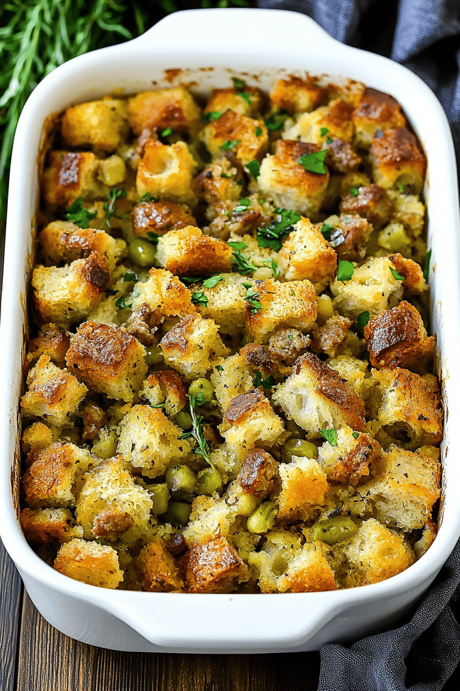 Sausage Stuffing Recipe final dish beautifully presented and ready to serve