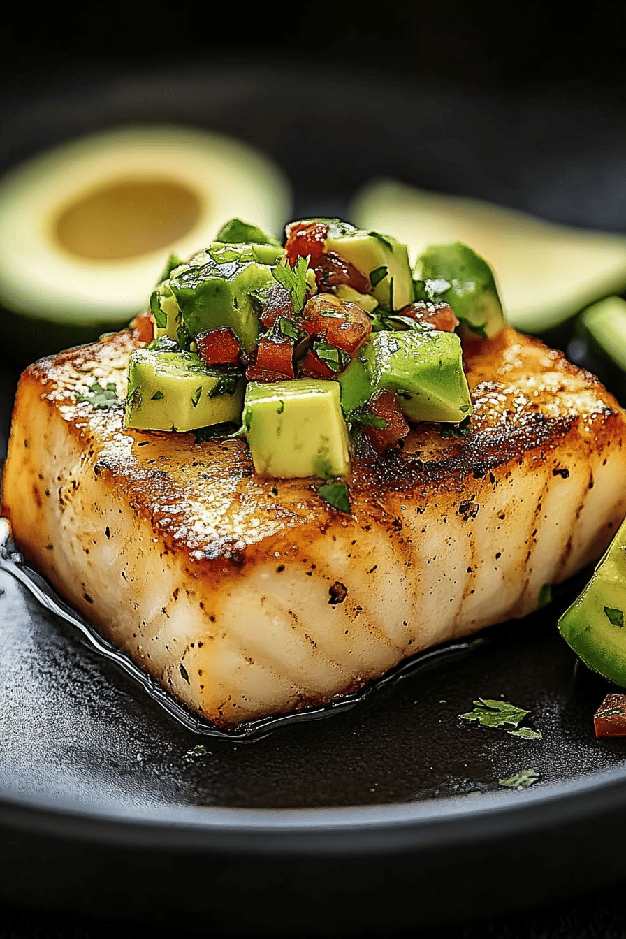 Sea Bass with Avocado Salsa final dish beautifully presented and ready to serve