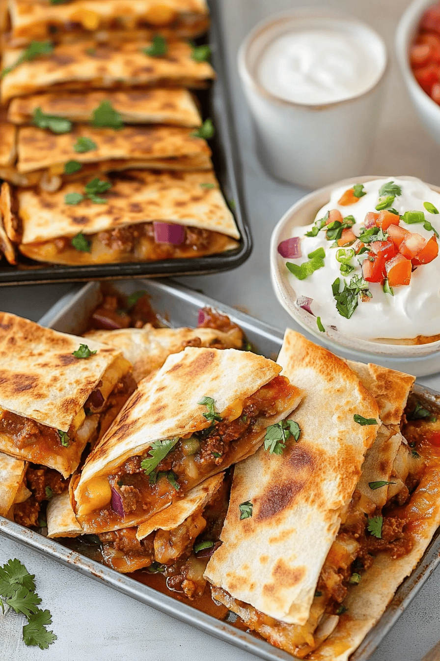 Sheet Pan Quesadillas slice on plate showing perfect texture and swirl pattern