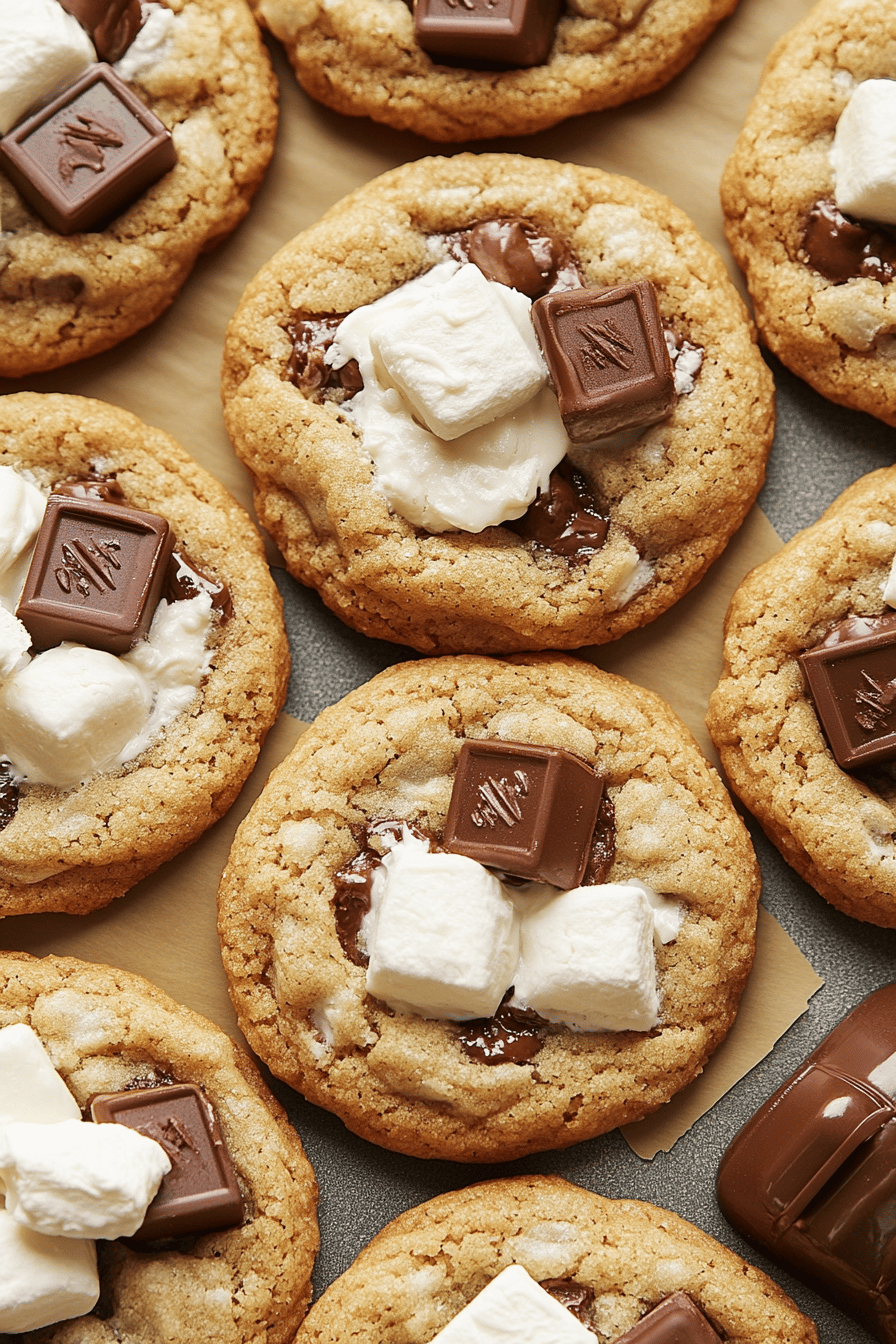 S'mores Cookies Recipe ingredients organized and measured on kitchen counter