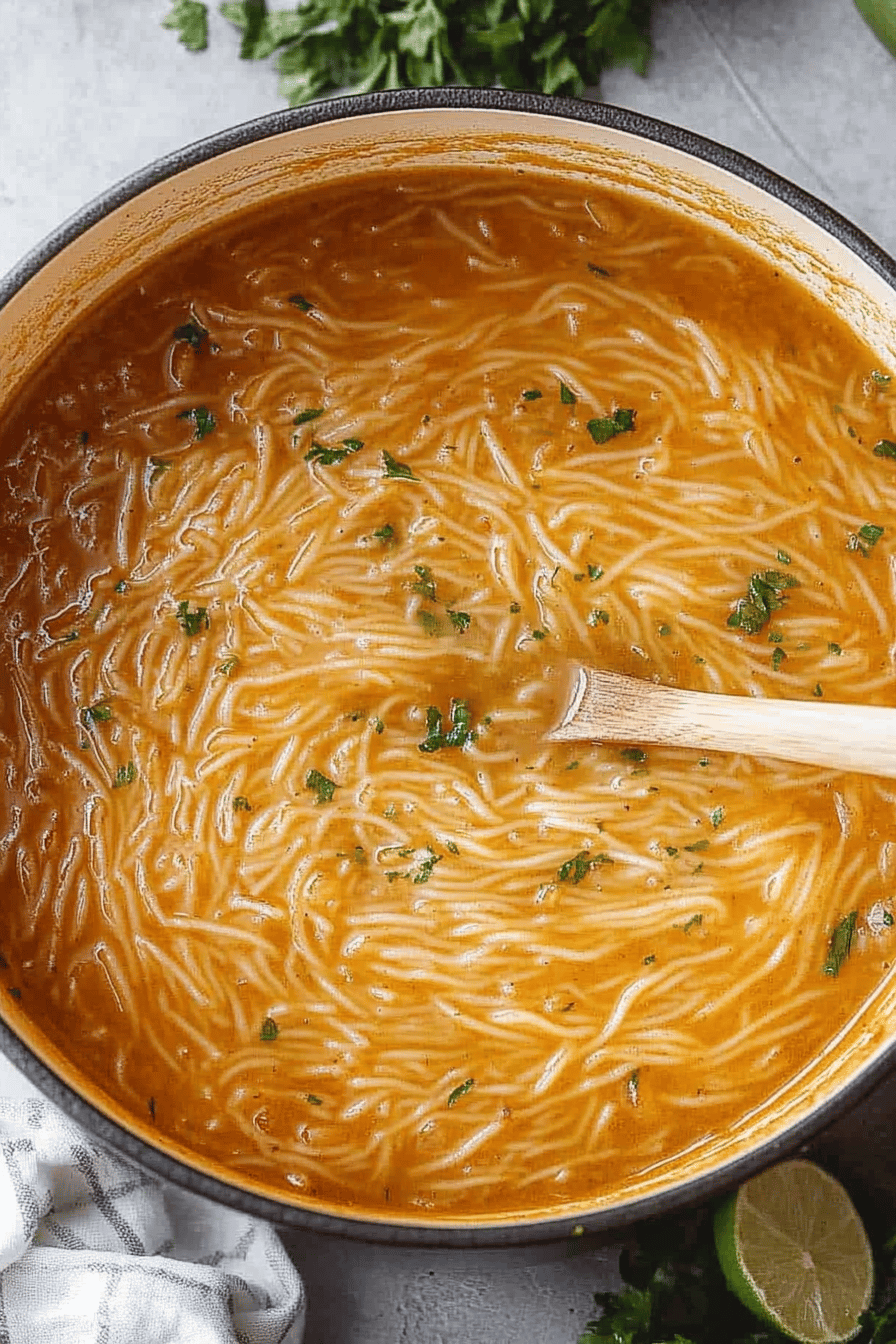 Sopa de Fideo final dish beautifully presented and ready to serve