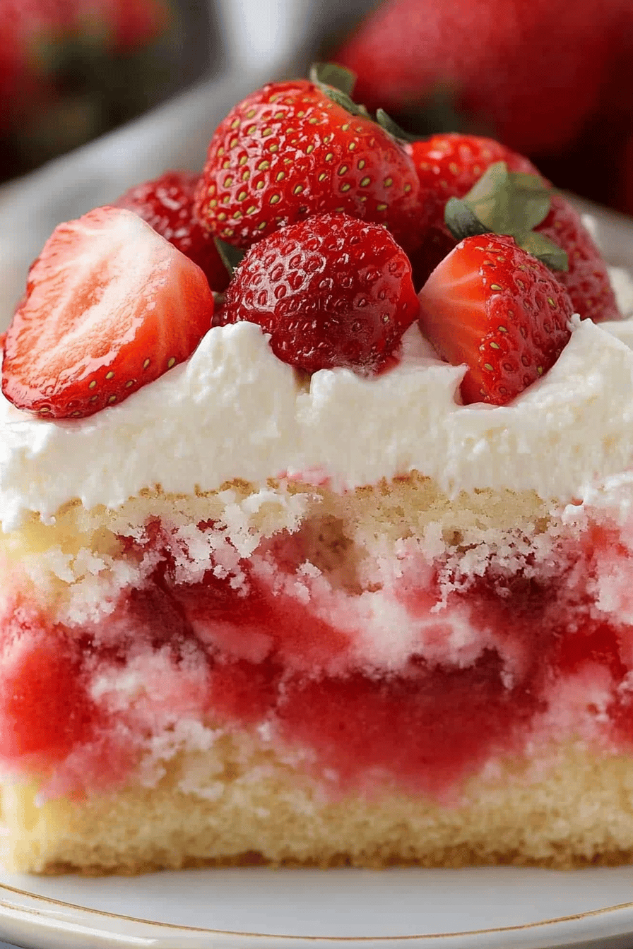 Strawberry Shortcake Sheet Cake final dish beautifully presented and ready to serve