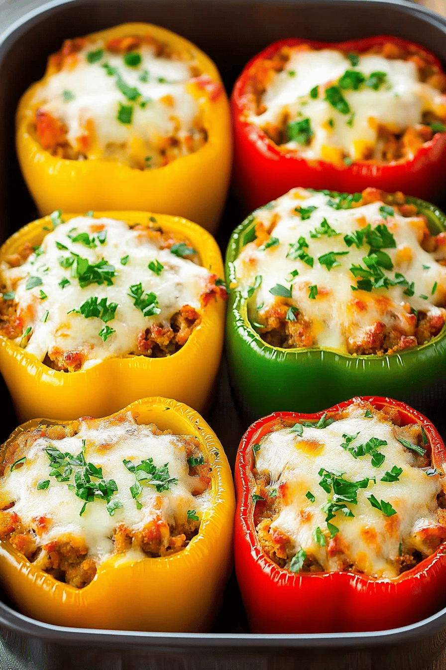 Stuffed Bell Peppers Recipe ingredients organized and measured on kitchen counter