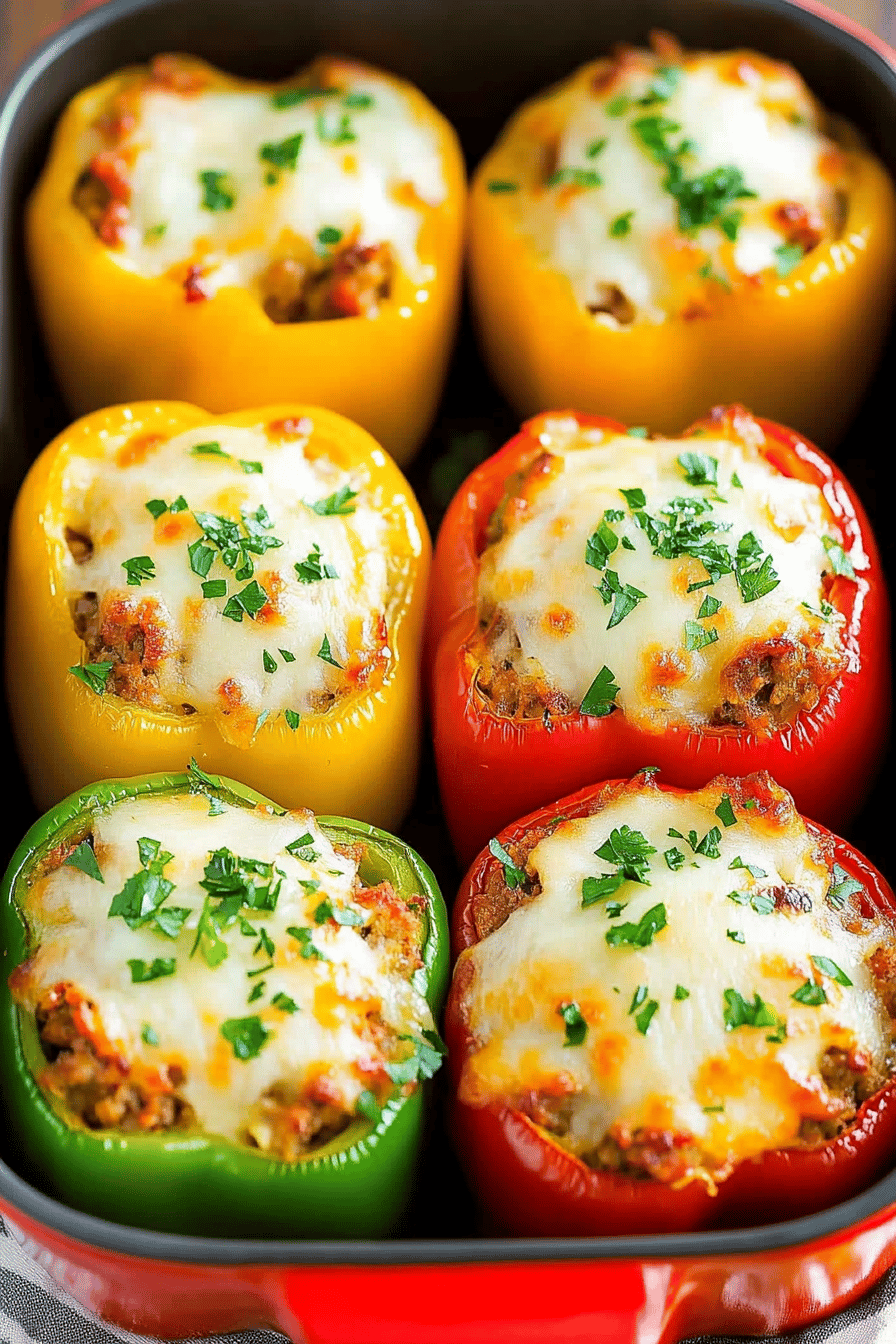 Stuffed Bell Peppers Recipe slice on plate showing perfect texture and swirl pattern