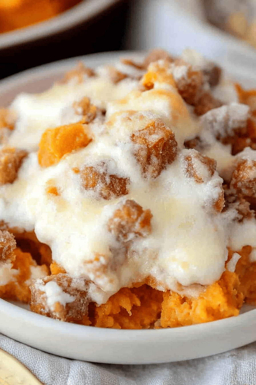 Sweet Potato Casserole final dish beautifully presented and ready to serve