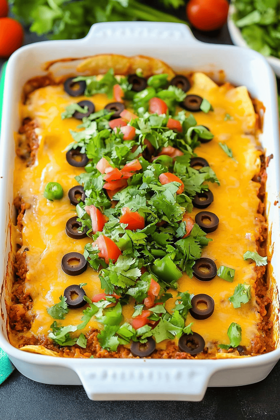 Taco Bake Recipe final dish beautifully presented and ready to serve