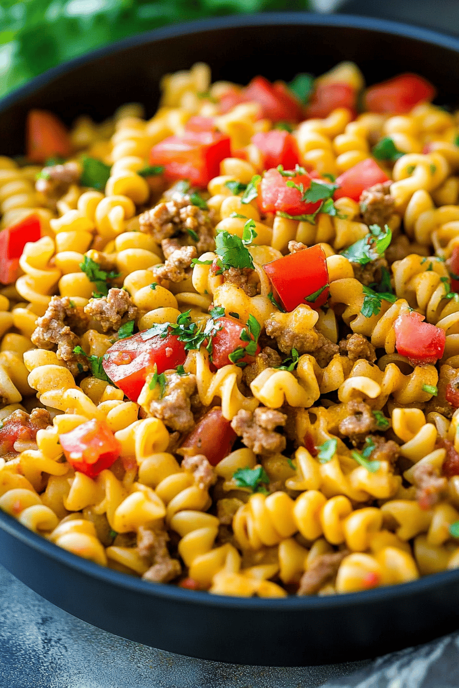 Taco Pasta Recipe final dish beautifully presented and ready to serve