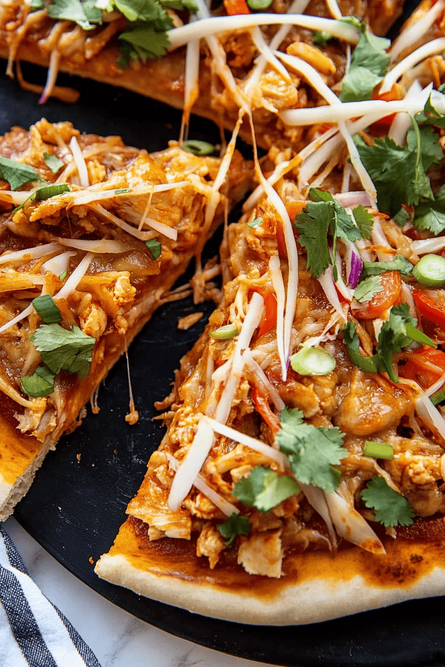 Thai Chicken Pizza ingredients organized and measured on kitchen counter
