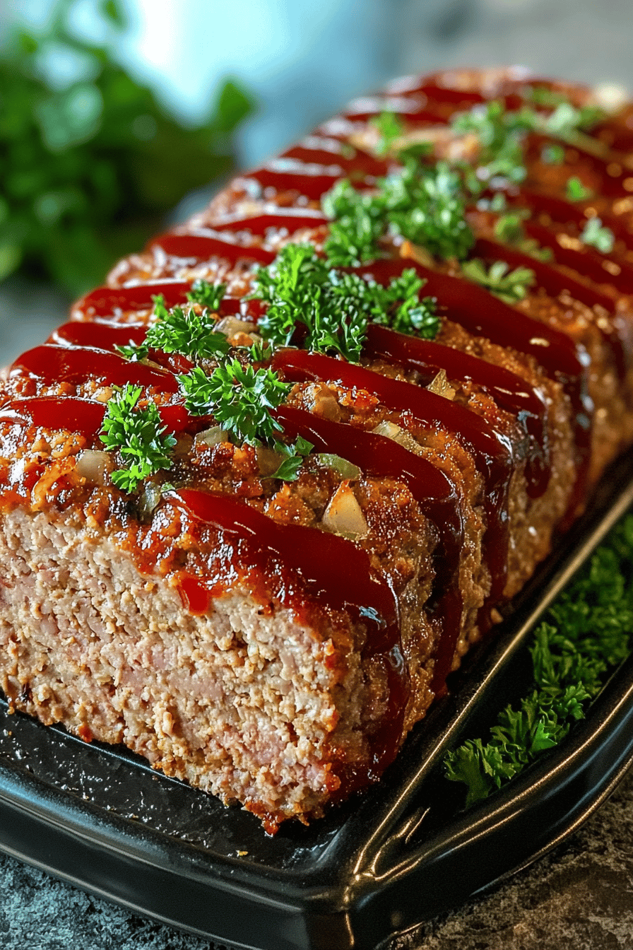 Turkey Meatloaf Recipe final dish beautifully presented and ready to serve