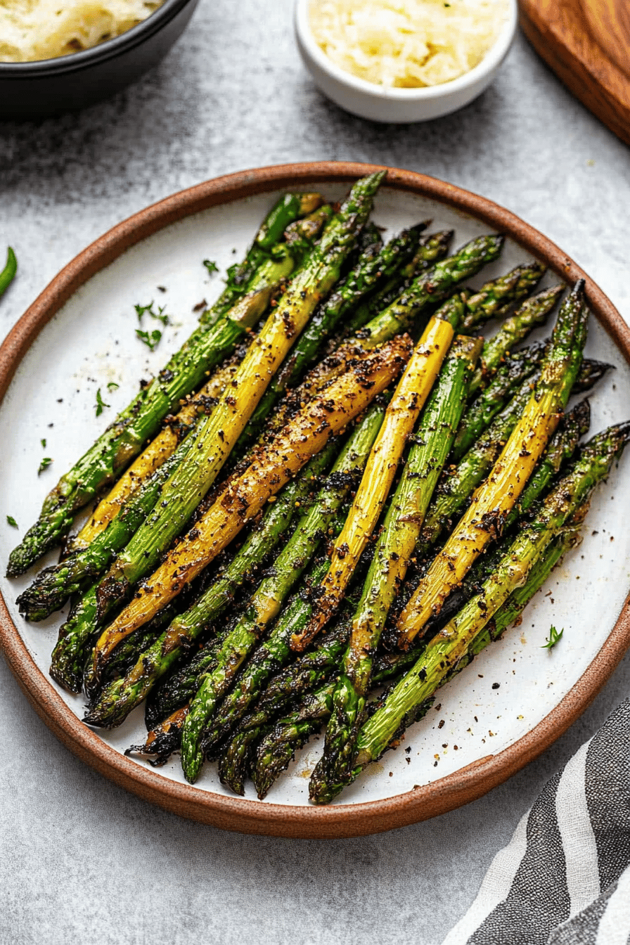 air fryer asparagus ingredients organized and measured on kitchen counter
