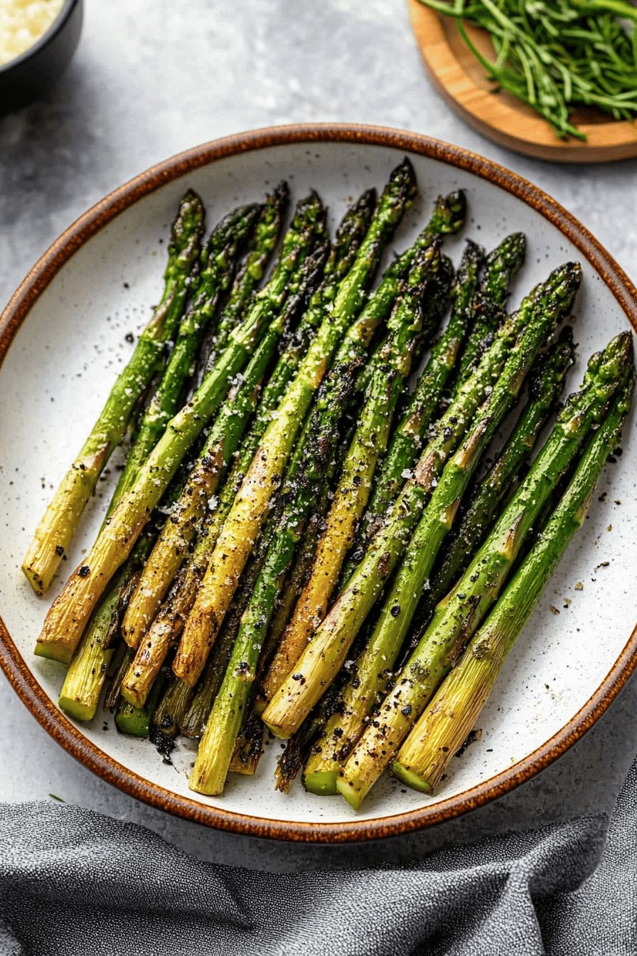 air fryer asparagus final dish beautifully presented and ready to serve