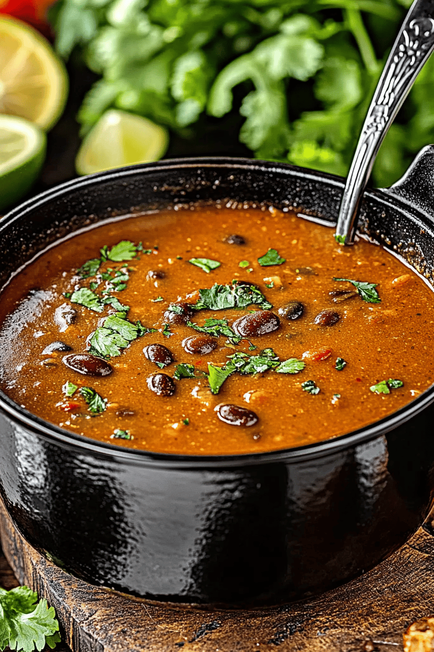 black bean soup final dish beautifully presented and ready to serve
