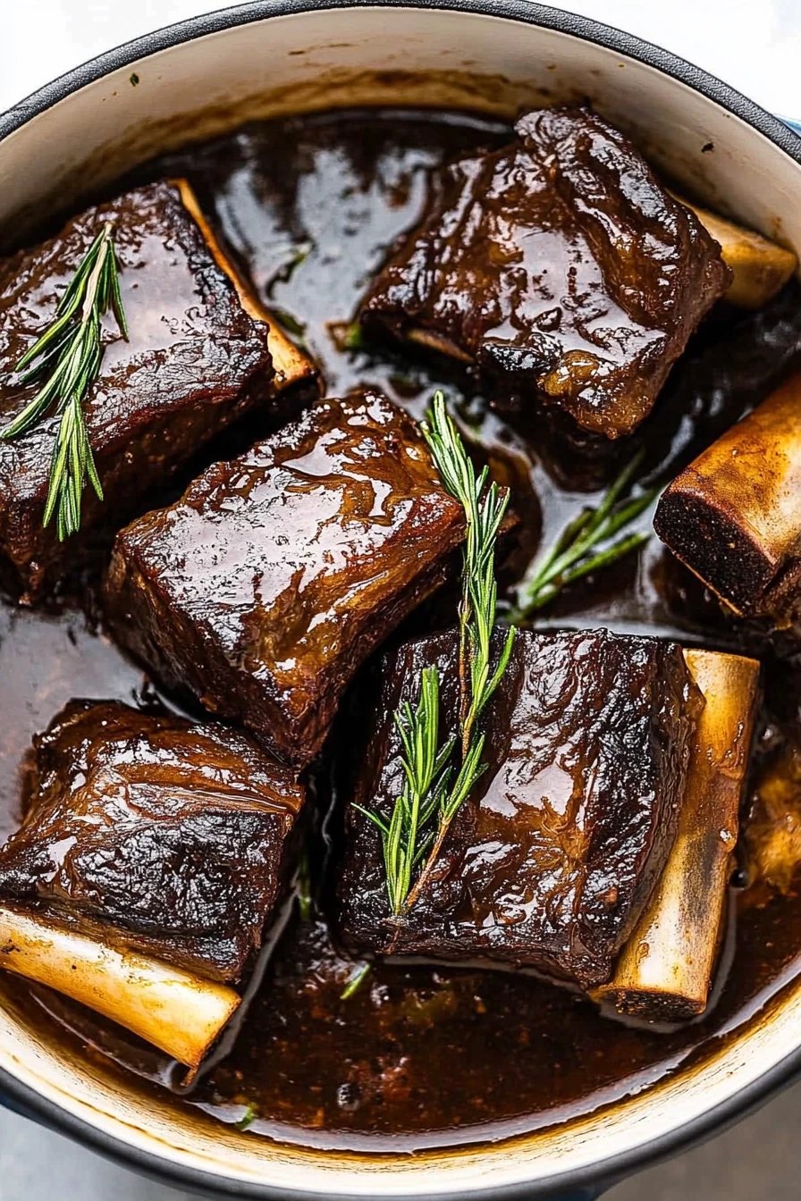 braised beef short ribs ingredients organized and measured on kitchen counter