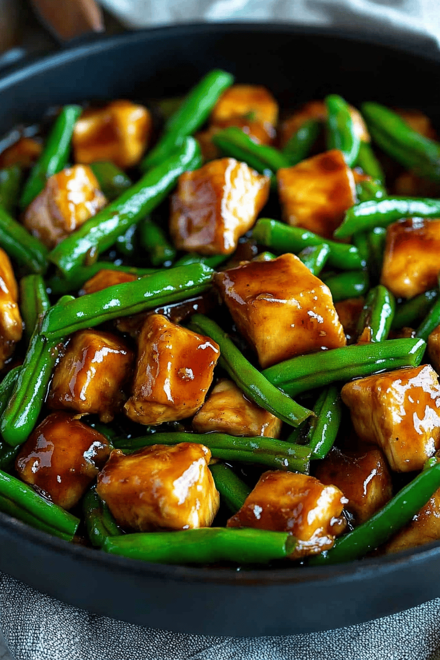chicken green beans stir-fry final dish beautifully presented and ready to serve