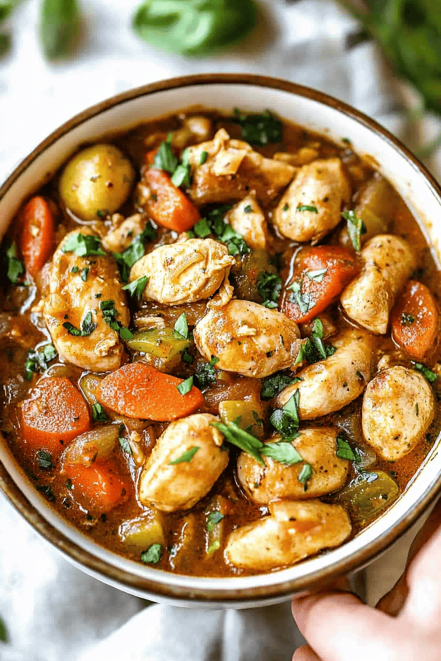 chicken stew recipe slice on plate showing perfect texture and swirl pattern